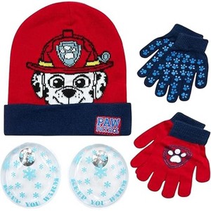 Nicklelodeon Paw Patrol Boy's Winter Hat and 2 Pair of Gloves Set (Toddler/Little Boys) Size Age 4-7, Paw Patrol Reversible Glove with Handwarmers - 1 of 4