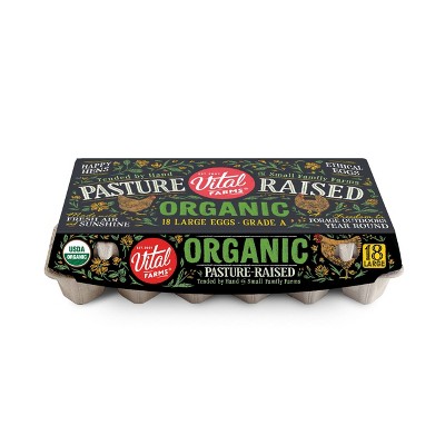 Vital Farms Pasture Raised Organic Large Eggs - 18ct