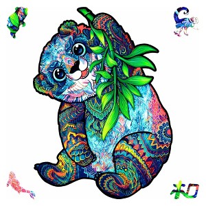 Unidragon Serious Panda 318 Piece Shaped Wooden Jigsaw Puzzle - 1 of 4