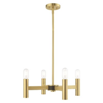Copenhagen Satin Brass 4-Light Mini Industrial Chandelier