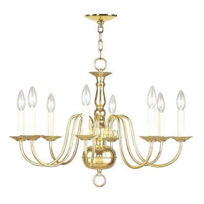 Colonial Elegance 8-Light Polished Brass Chandelier