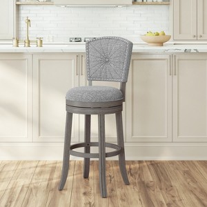 Santa Clara II Swivel Barstool Gray: Upholstered Back, Nailhead Trim - Hillsdale Furniture - 1 of 4