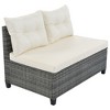 CAVINAS Outdoor Couch Set with Rectangular Coffee Table, Wicker Round Patio Sofa Set, All-Weather Curved Sectional Furniture Set for Garden - 4 of 4