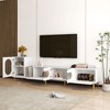 HDZNVF Wood Extendable TV Stand Rectangle Entertainment Center, Media TV Console for Living Room Bedroom, White - 3 of 4