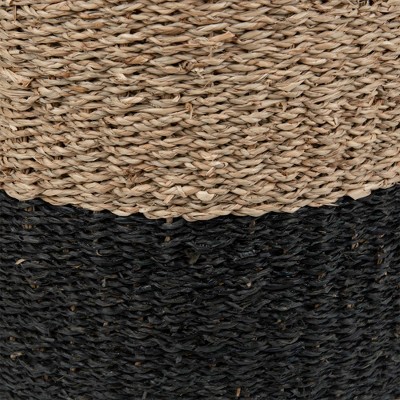 Rustic Seagrass Storage Baskets Beige Round Set of 3