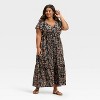 Women's Flutter Short Sleeve Maxi A-Line Dress - Universal Thread™ Black Floral - 3 of 3