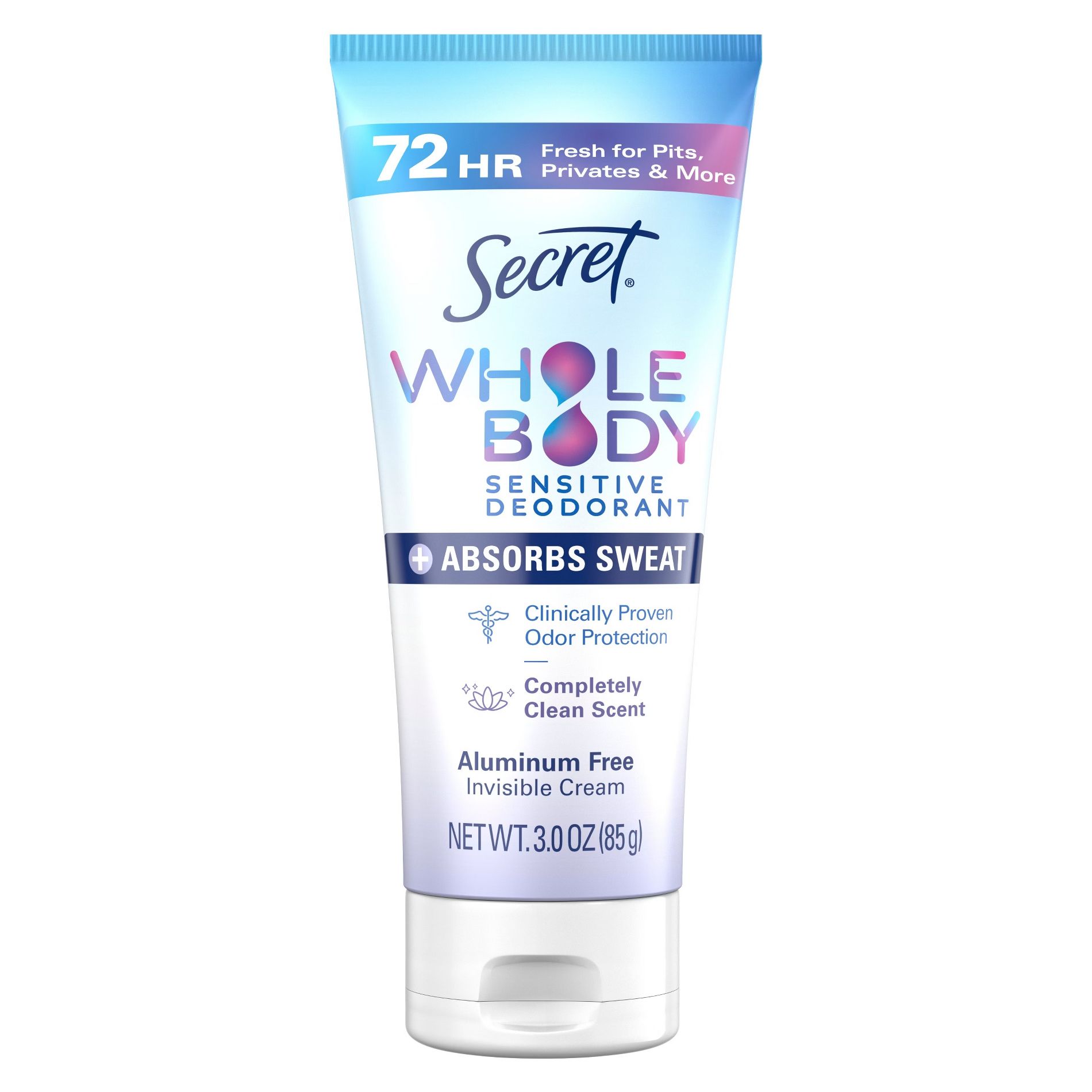 Secret Dry Feel Whole Body Deodorant Cream - Completely Clean - 3oz