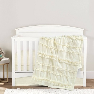 Lush Décor Crib Bedding Set Belle Embellished Soft Baby/Toddler - Ivory - 3pc