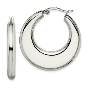 Black Bow Jewelry Stainless Steel Hollow Round Hoop Earrings, 5 x 35mm (1 3/8 in) - 1 of 4