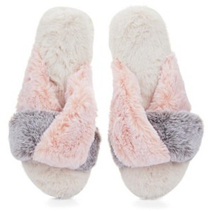 Memoi The Rita Plush Open-Toe Slippers Ivory L - 1 of 2