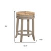 HomeRoots 24" Natural and Gray Rush and Solid Wood Backless Counter Height Swivel Bar Chair - 3 of 4