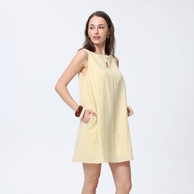 Женские платья A New Day Women's Button Mini A-Line Dress - A New Day™ Light Yellow M — фото 4