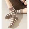 Anna-Kaci 3 Pairs Women's Striped Crew Socks with Ribbed Knit Design and Anti-Pilling Cotton Blend - 3 of 4
