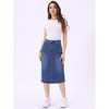 INSPIRE CHIC Women's Casual High Waist Stretchy Midi Jean Skirt - 4 of 4