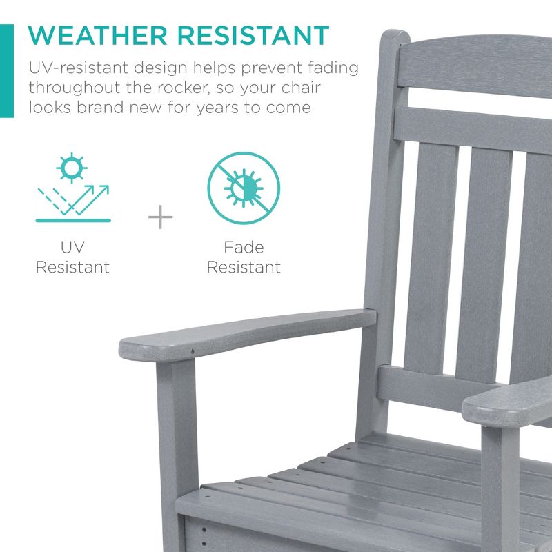 Best Choice Products All-Weather Rocking Chair, Indoor Outdoor HDPE Porch Rocker w/ 300lb Weight Capacity, 4 of 8