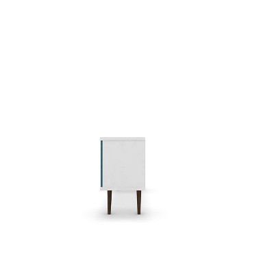 Liberty 53" White and Aqua Blue Mid-Century Modern TV Stand with Cabinet