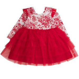 RuffleButts Girls Flutter Tulle Long Sleeve Twirl Dress - 1 of 2