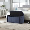 Modern Fabric Upholstered Storage Ottoman Bench with Safe Hinge,Lounge End of Bed Storage Bench,Storage Entry Bench,Storage Hassock-Cuddlewood - 3 of 4