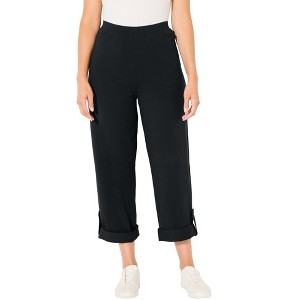 Catherines Women's Plus Size Suprema Studio Roll Tab Pant - 1 of 4
