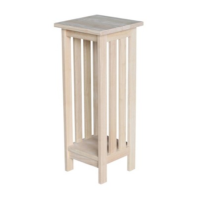 Unfinished Solid Parawood Mission Plant Stand with Shelf