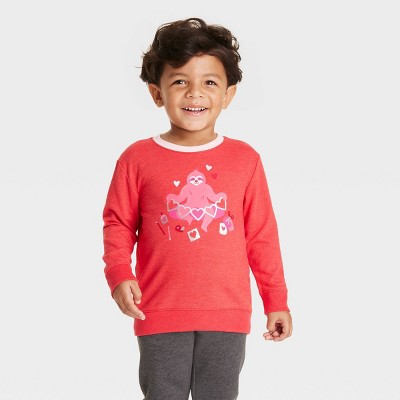 Toddler Boys' Valentine's Day Sloth French Terry Crewneck Shirt - Cat & Jack™ Red