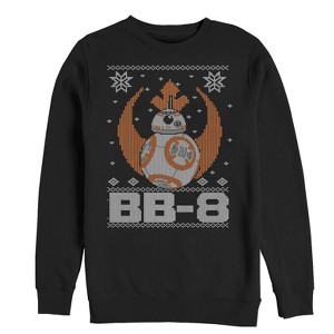 Men's Star Wars The Force Awakens Ugly Christmas BB-8 Snow Sweatshirt - 1 of 3