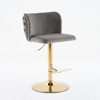 VYNXARIA Swivel Barstools Adjusatble Seat Height, Classic Velvet Upholstered Bar Stools with the whole Back Tufted,Gray, Set of 2 - 3 of 4