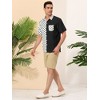 Lars Amadeus Men's Summer Polka Dots Short Sleeves Button Down Patchwork Shirt - 4 of 4