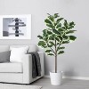 Artificial Fiddle Leaf Fig Tree, 51 Inch Tall Faux Ficus Lyrata Silk Tree with 46 Leaves and Pot - 4 of 4