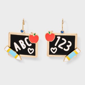 Teacher ABC Chalk Board Earrings - Multicolor - 1 of 2