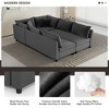 Modular 6-Seat Chenille Sectional Sofa Bed with Pillows, Free Combination Couch Set - 4 of 4