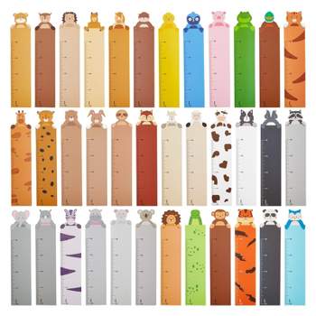 Bright Creations 144 Piece Cute Jungle Animal Bookmarks for Kids, 4 Inch Ruler, 36 Designs, 1.25 x 6 In
