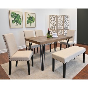 6-Piece Dining Set with 4 Chairs and Upholstered Bench - 1 of 4
