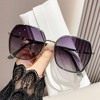 Anna-Kaci Women's Oversized Square Sunglasses with Dual Layer Frame and Gold Temple Accent UV400 Dark Lenses - 2 of 3