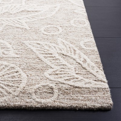 Natural Ivory Floral Wool Handmade Tufted Runner Rug