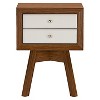 Warwick Two-tone Modern Accent Table and Nightstand Walnut/White - Baxton Studio: Dual Drawer Storage, MDF Composite Frame - 3 of 4