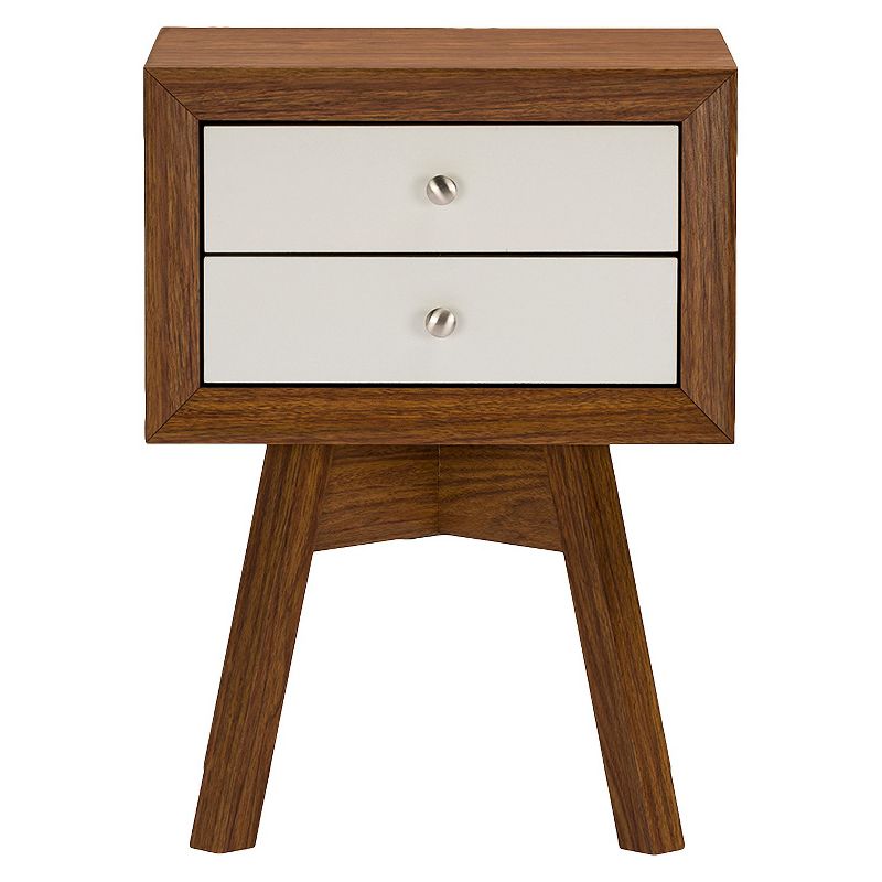 Warwick Two-tone Modern Accent Table and Nightstand Walnut/White - Baxton Studio, 4 of 8