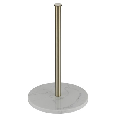 Paper Towel Holder Countertop Standing with Natural Marble Base Spring Arm for Kitchen,Bathroom