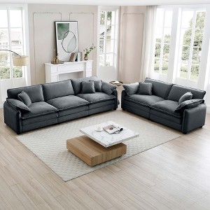 Corduroy Upholstered 2-Seater and 3-Seater Sofa Set with Flexible Combination and Easy to Assemble - 1 of 4