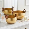 Decorative Metal Bowl with Handles for Coffee Table Decor - Centerpiece Table Decorations and Home Decor Accents - Set of 2, 9", 8", Gold & Metallic - 3 of 4