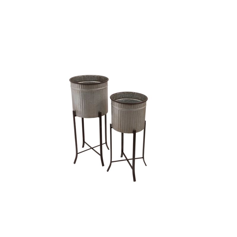 Iron Planter Silver 2pk - Storied Home, 3 of 9