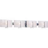 Minka Lavery Modern Wall Light Chrome Hardwired 37" 4-Light Fixture White Iris Glass for Bathroom Vanity Living Room Hallway