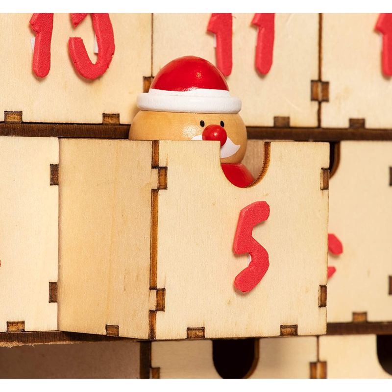 Juvale Wooden Advent Calendar, Unfinished Wood Christmas Tree (13.2 x 12.2 x 2.5 In), 3 of 7