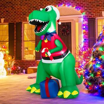 Costway 6ft Christmas Inflatable Dinosaur Indoor & Outdoor Christmas ...