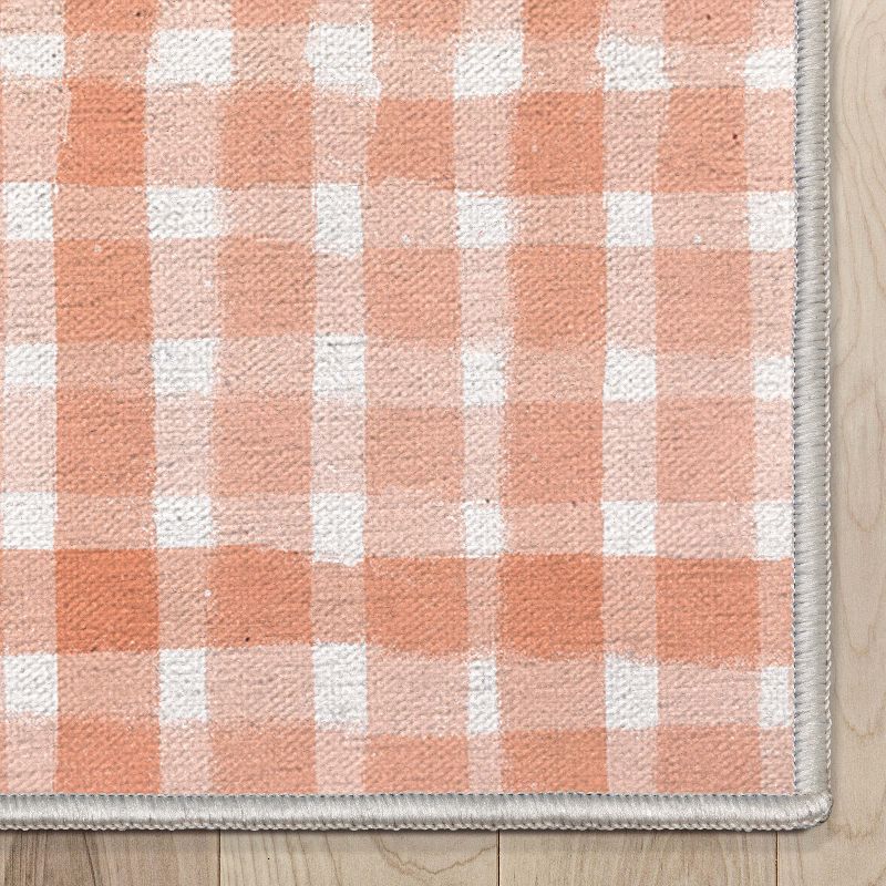 Crayola Solid Plaid Coral Accent Area Rug By Well Woven, 4 of 9