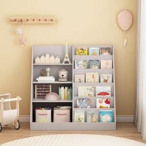 QingMoon House-Shaped Bookshelf, 4 Tier Wooden Display Bookcase, Toy Storage Organizer for Nursery, Playroom and Living Room - 1 of 4