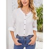 Womens Button Down Shirt Linen Button Up Shirts for Women Long Sleeve Dress Shirt Collared Blouse Tops Tunics - 2 of 4