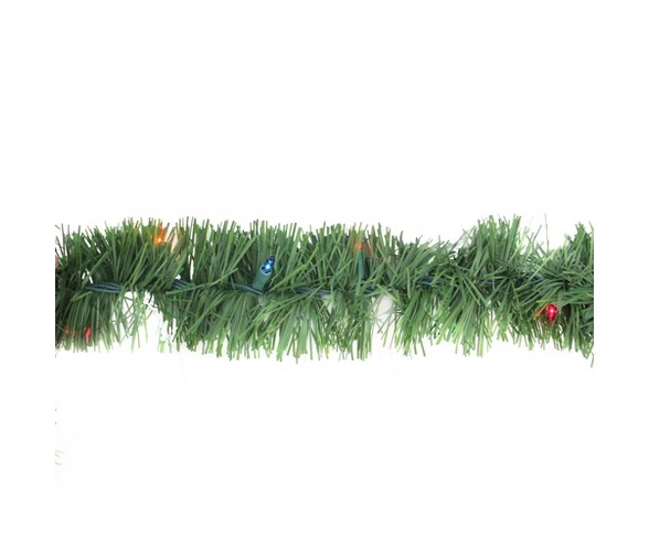 Arett Sales 12' x 3" Prelit Green Pine Outdoor Artificial Christmas Garland - Multi Lights