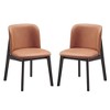 Royal Hampton 22 Inch Side Dining Chair Set of 2, Ergonomic, Brown Fabric, Black - 2 of 4