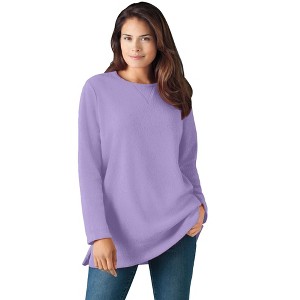 Woman Within Plus Size High Pile Fleece Sweatshirt - 1 of 4